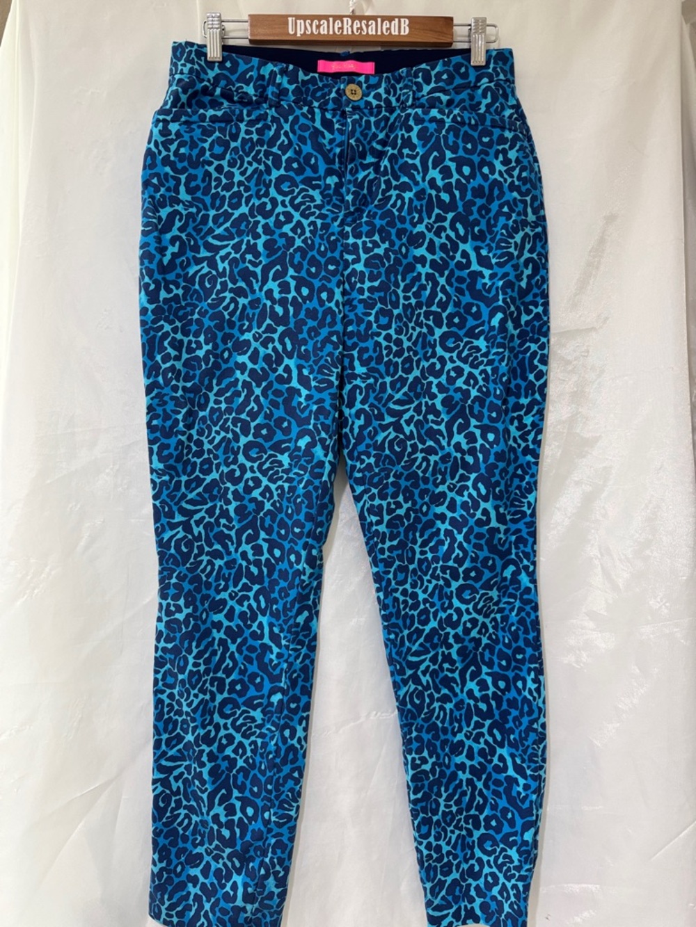 Lilly Pulitzer 10 Kelly Turquoise and Navy Animal Print Pants